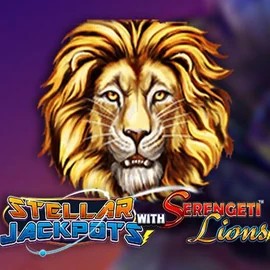 Stellar Jackpots with Serengeti Lions slot logo by Lightning Box Game at Clover Casino